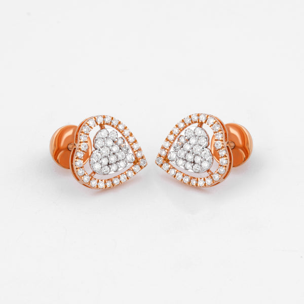 Sparkling Round Diamond Heart Earrings in Elegant Prong Setting