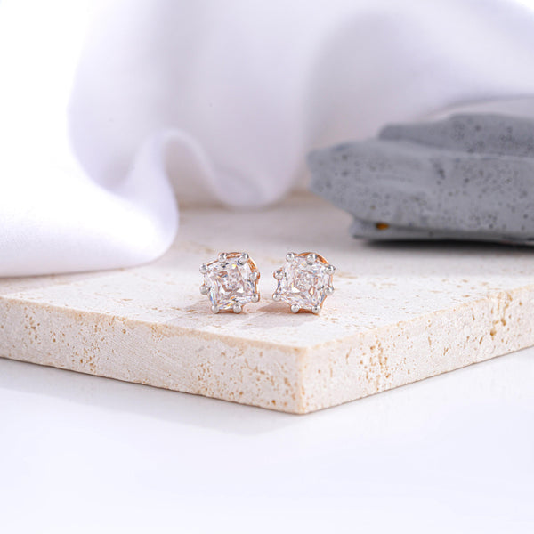 Radiant Cushion-Cut Diamond Studs in Prong Setting