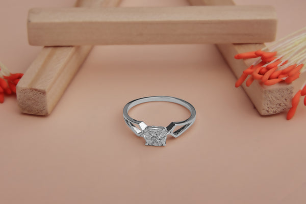 Elegant White Gold Diamond Cluster Engagement Ring