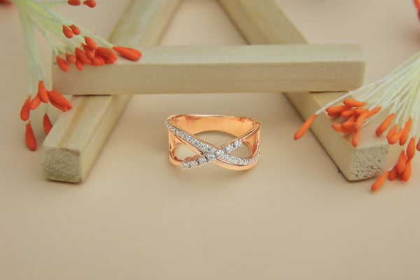 Elegant Crossover Diamond Band in Rose Gold