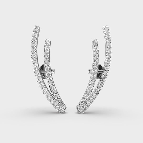 Double Curve Diamond Earrings in White Gold – Modern and Sophisticated